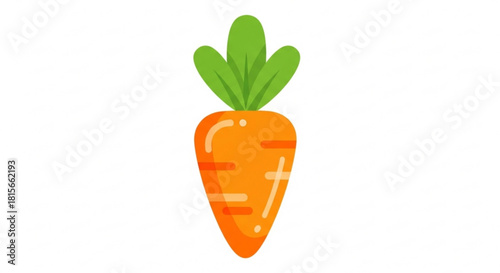 A cheerful and healthy fresh orange carrot with vibrant green leaves, a nutritious root vegetable, isolated on