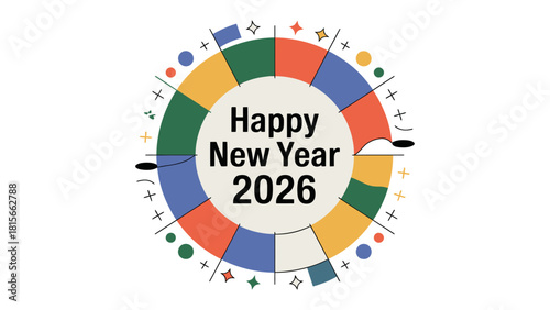 Happy New Year 2026: A cheerful greeting for the upcoming year, expressed in a colorful and abstract design.