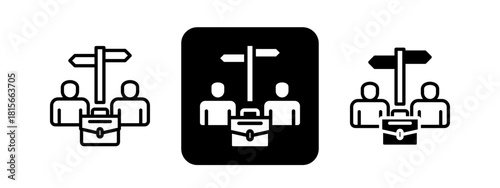 Career Choise Solid color and black line drawing vector illustration set