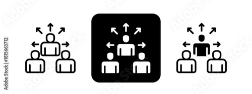 Outsourcing Solid color and black line drawing vector illustration set