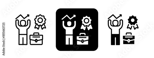 Motivation Solid color and black line drawing vector illustration set