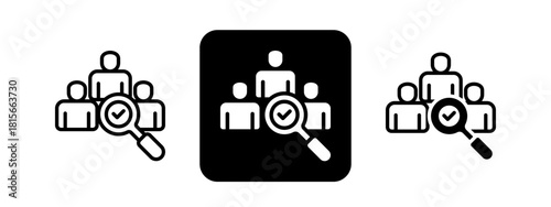 Recruiment Solid color and black line drawing vector illustration set