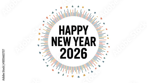New Year's Greetings 2026: A vibrant and colorful design wishing a Happy New Year 2026, ideal for festive celebrations and digital greetings. 