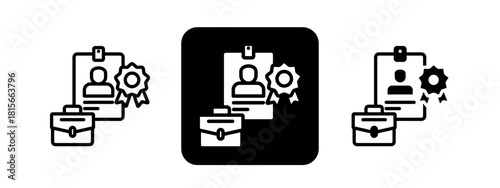 Best Employee Solid color and black line drawing vector illustration set