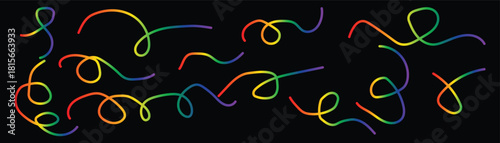 Abstract colorful wavy and curly lines on a