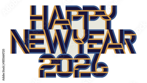 Happy New Year 2026: An elegant typographic arrangement of 'Happy New Year 2026', rendered in a stylish design. It's a celebratory design with distinct aesthetic appeal.