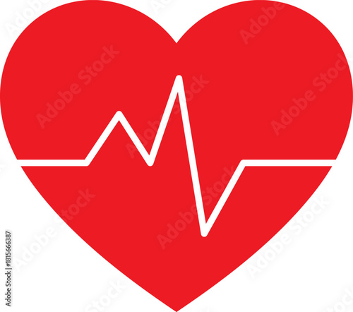Red heart with ekg heartbeat line symbol