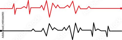 Two heartbeat ekg lines one red one black
