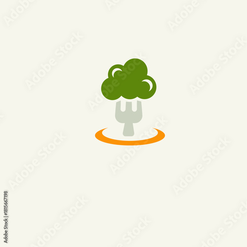 Organic Healthy Food Logo Vector - Creative Fork and Tree Combination for Vegetarian Restaurant