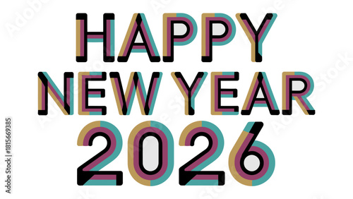 New Year 2026 Typography: A vibrant typographic composition heralds the arrival of New Year 2026, creating a sense of anticipation and optimism for the year ahead.