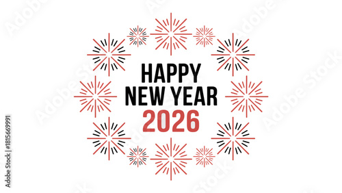 New Year Greeting: Joyful message heralding the arrival of 2026, surrounded by celebratory design. 