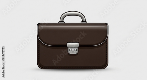 Brown leather briefcase with silver clasp and handle, a classic business accessory, isolated on