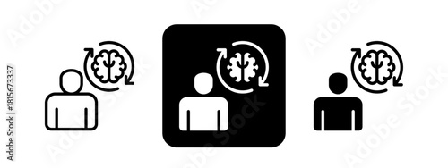 Personal Development Solid color and black line drawing vector illustration set