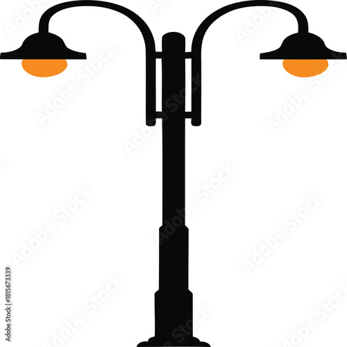 Classic street lamp with two glowing lights