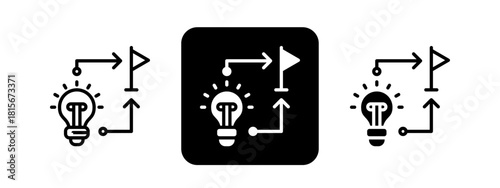 Realization Solid color and black line drawing vector illustration set