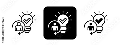 Innovation Solid color and black line drawing vector illustration set