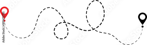 Dashed line route between two location pins