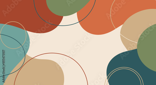 Abstract composition of organic shapes and overlapping circles, modern art background