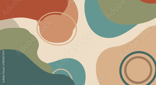 Abstract Organic Shapes with Warm Earthy Tones and Geometric Circles - A Contemporary Design Background