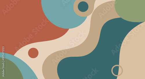 Abstract art background with earthy color palette and modern shapes, creating a smooth flowing composition