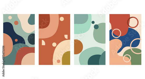 Abstract Action, Colorful Shapes, Modern Art Gallery, Digital Illustration, Vibrant Environment, Close-up View, Art Concept