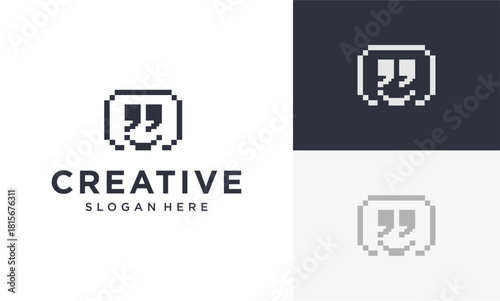 pixel quote vector logo that looks like a smiling person