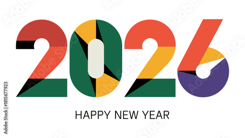 New Year 2026 Celebration: A vibrant and colorful design of the year 2026, accompanied by a festive Happy New Year message.  A symbol of new beginnings and joyous celebrations.