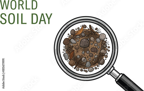 World Soil Day with Magnifying Glass Examining Soil