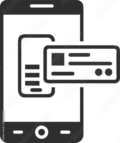 Digital mobile banking app showing financial transactions and payment card information on screen