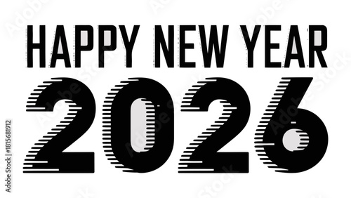 New Year 2026: A sleek and modern graphic celebrates the dawn of the new year, wishing joy and prosperity to all in a clean, minimalist style.
