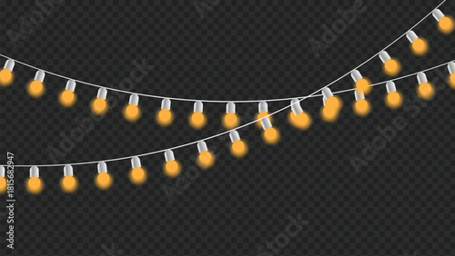 Warm orange string lights for festive decoration and ambiance