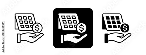 Payday Solid color and black line drawing vector illustration set