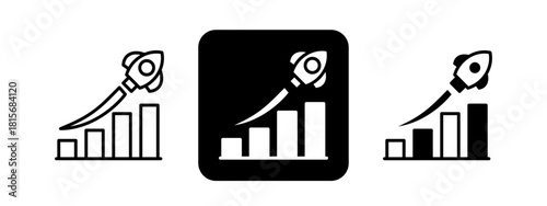 Boost Solid color and black line drawing vector illustration set