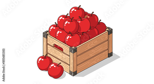 Freshly picked red apples overflowing from a wooden crate make an ideal harvest or autumn scene, perfect for fall baking recipes