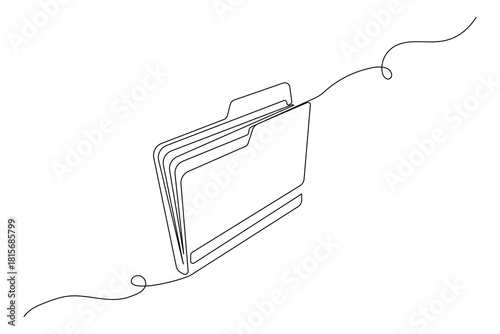 File folder, continuous  online drawing, and white background