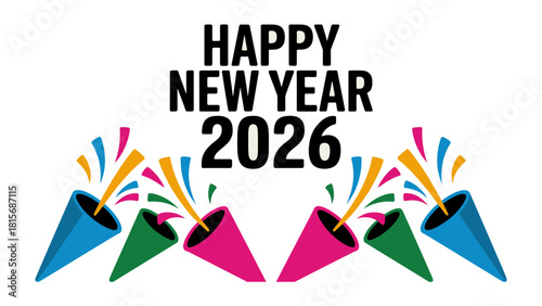 New Year 2026 Celebration: A vibrant and colorful design, perfect for sending well wishes and celebrating new beginnings