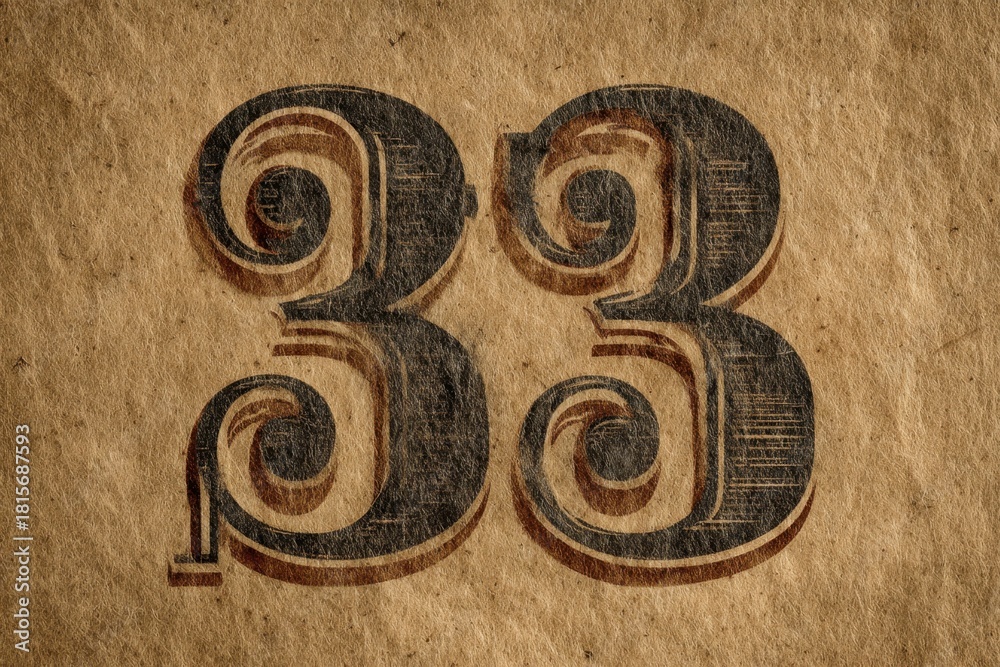 Obraz premium Vintage Number Thirty-Three on Rustic Textured Background