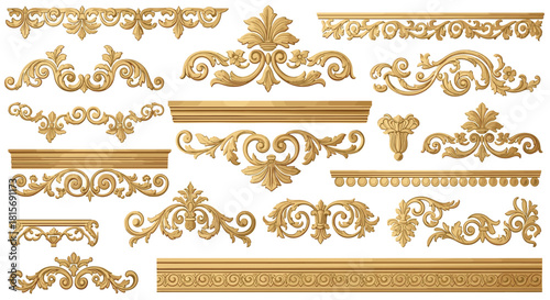 Elegant gold ornamental borders and frames with classic flourish details for upscale invitations and vintage design projects, truly stunning