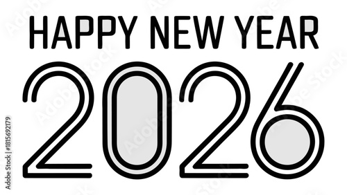 New Year 2026: A minimalist greeting that heralds the start of a fresh year. A symbol of anticipation.