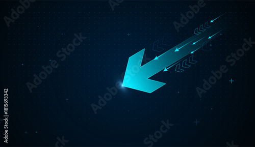 A Falling Down blue arrow streaks forward through a dark digital field, leaving a trail of smaller arrows that highlight fast improvement, on dark digital background