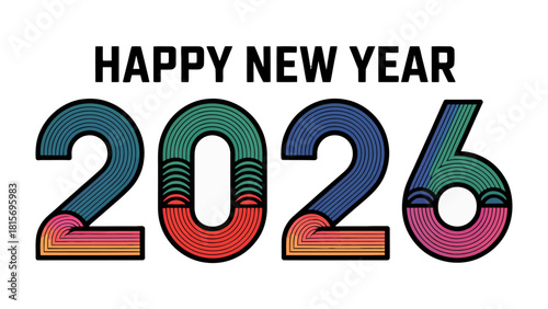 New Year 2026 Celebration: A vibrant and modern design for the upcoming New Year, conveying a sense of fresh beginnings, hope and optimism.