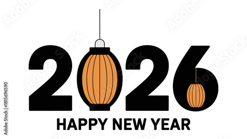 New Year 2026: The New Year's message of 2026 with an inviting festive design that includes a lantern.