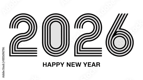 2026 New Year: An artistic display announcing the arrival of the New Year, incorporating an optimistic design and celebratory message.