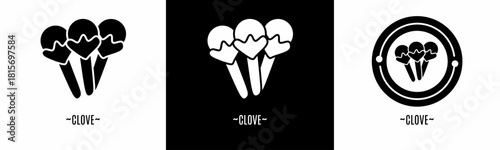 Clove logo set. Collection of black and white logos. Stock vector