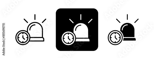 Notification Solid color and black line drawing vector illustration set