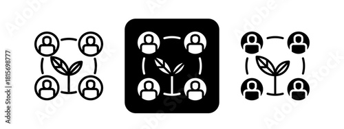 Community Solid color and black line drawing vector illustration set