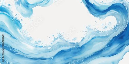 Abstract watercolor wave background flowing blue texture with splashes perfect for summer designs and backgrounds