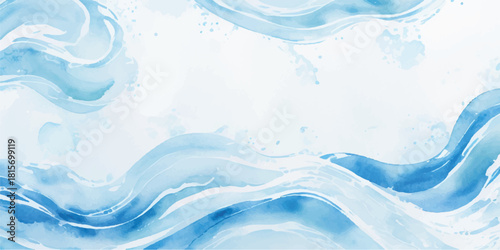 Abstract watercolor painting of flowing water light blue and white background perfect for textures and backgrounds
