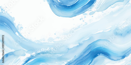 Abstract watercolor background with blue flowing waves hand painted texture for creative design banners and artistic projects