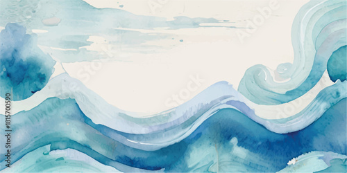Abstract watercolor painting of ocean waves a serene and calming background perfect for coastal themes and artistic designs